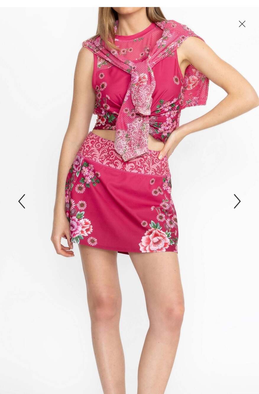 Johnny Was Active Floral Print Athletic Skort- Bee Active Dolphin Hem - Picture 9 of 10